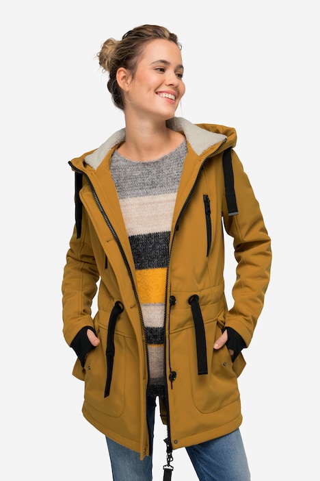 Softshell-Jacke, Fleece-Innenseite, Kapuze mit Teddyfutter