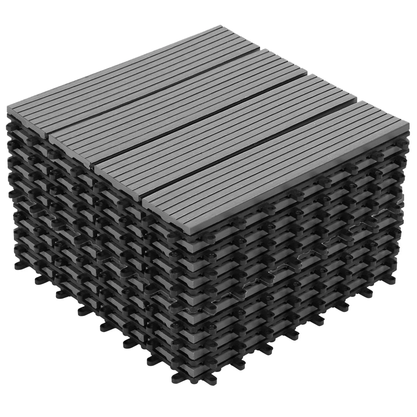 Lot de 10 dalles de terrasse WODHY clipsables bois composite gris 30 x 30 cm