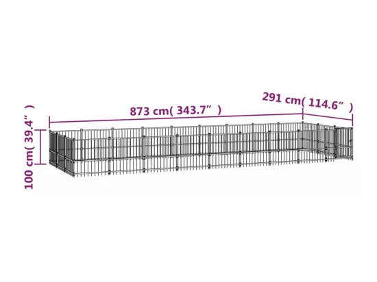 Chenil cage enclos pac noire 873 x 291 x 100 cm 02_0041822