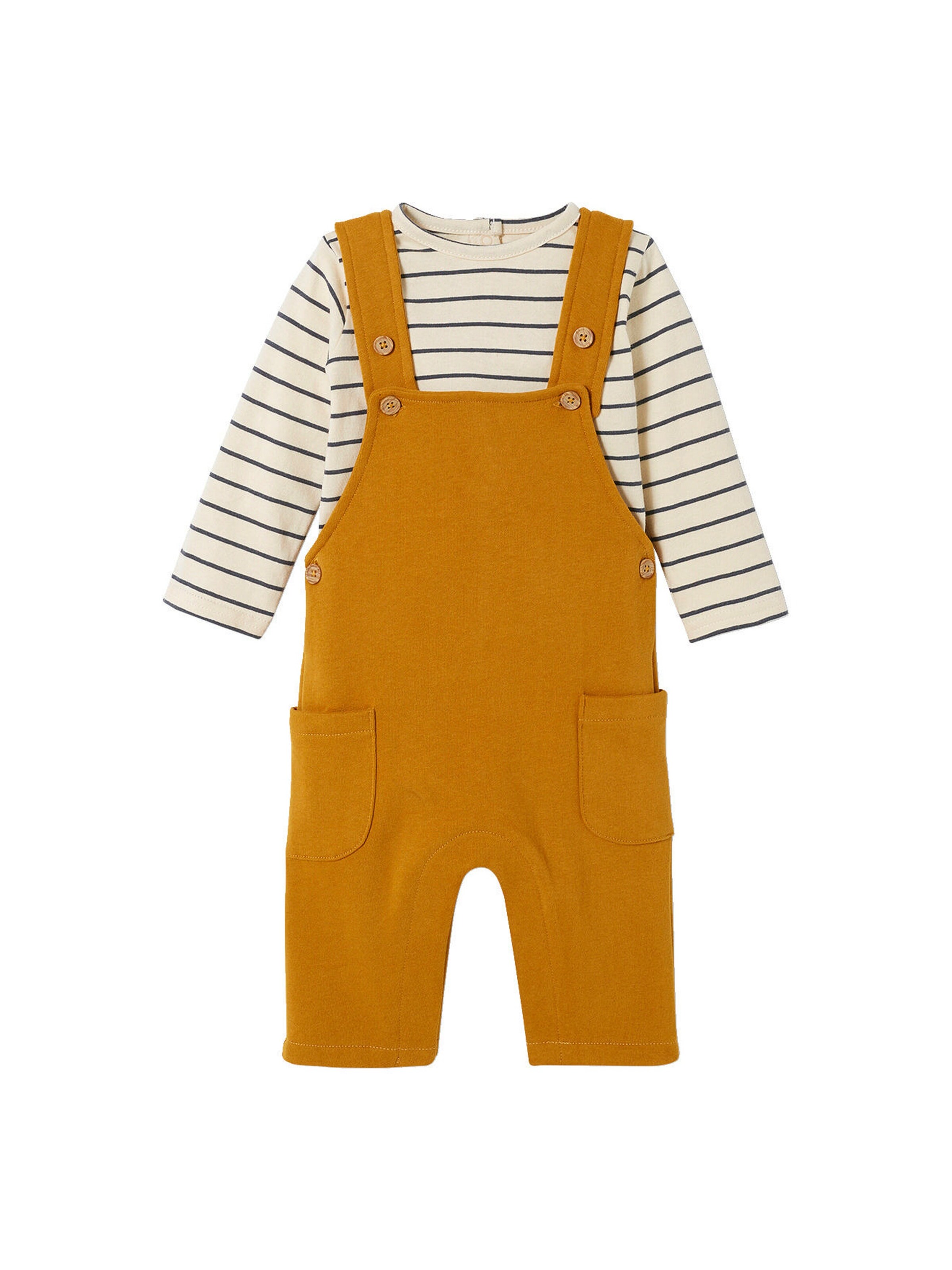 Vertbaudet Baby Set MON TRÉSOR: Shirt & Latzhose karamell