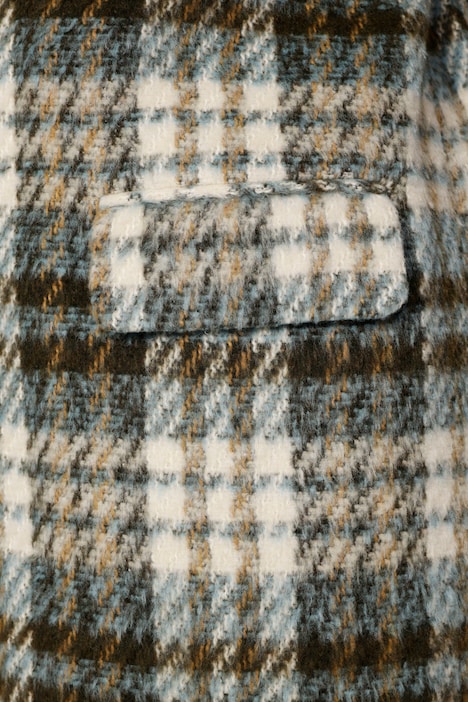 Karo-Mantel, flauschig, Reverskragen, Druckknöpfe