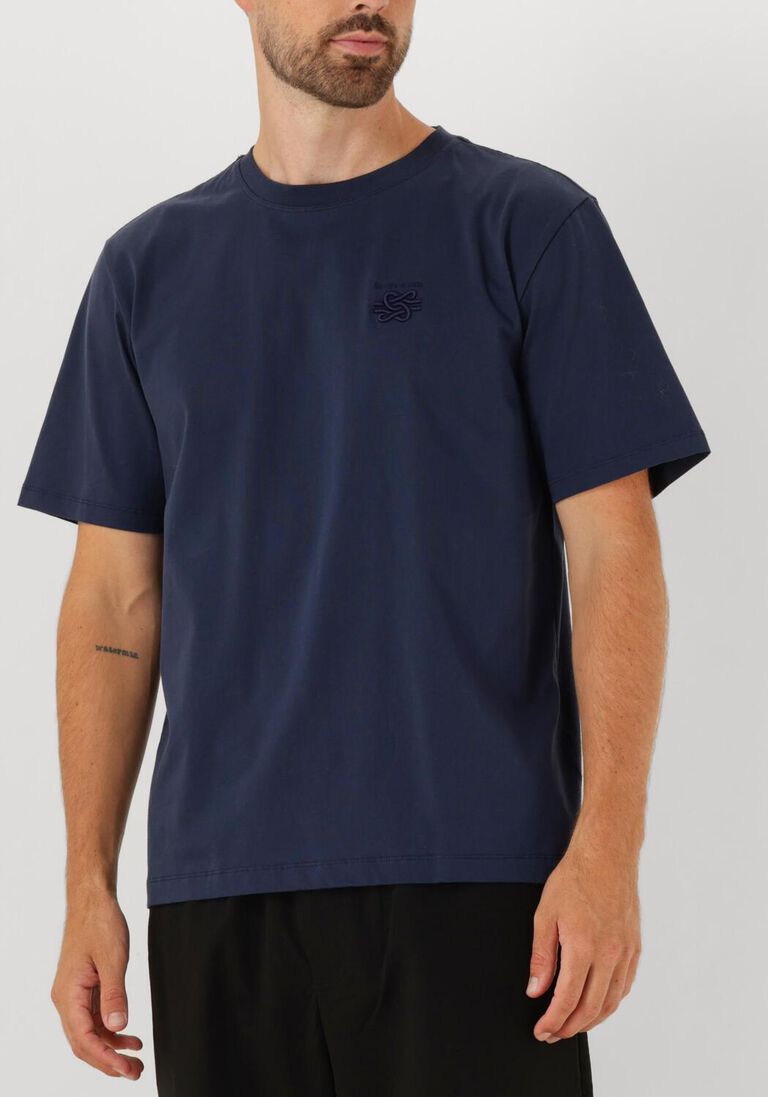 donkerblauwe filling pieces t-shirt t-shirt embroidered knot
