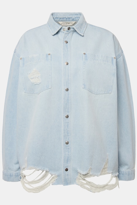 Jeanshemd, oversized, destroyed, Hemdkragen, Langarm