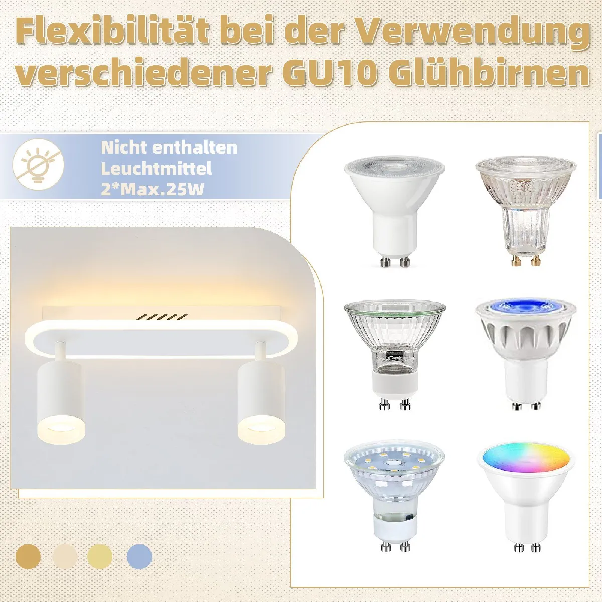 NETTLIFE 2 Spots de plafond LED GU10