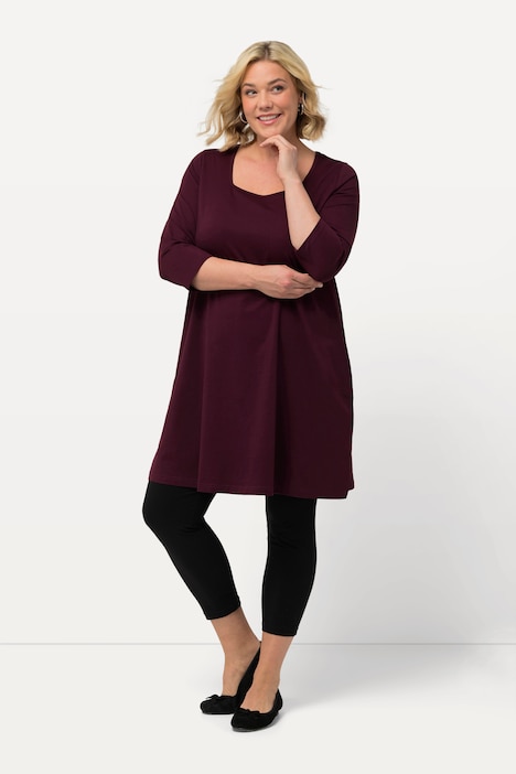 Longshirt, A-Linie, Carree-Ausschnitt, 3/4-Arm