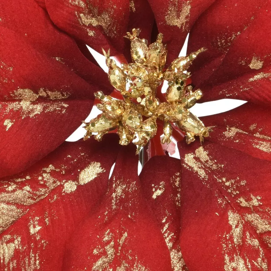 Poinsettia de Noël Velours sur clip (D24 cm) Rouge