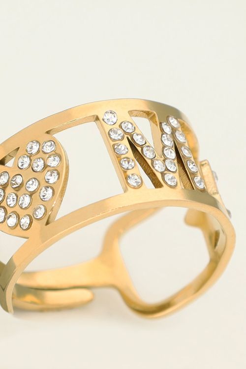 Initial ring met steentjes