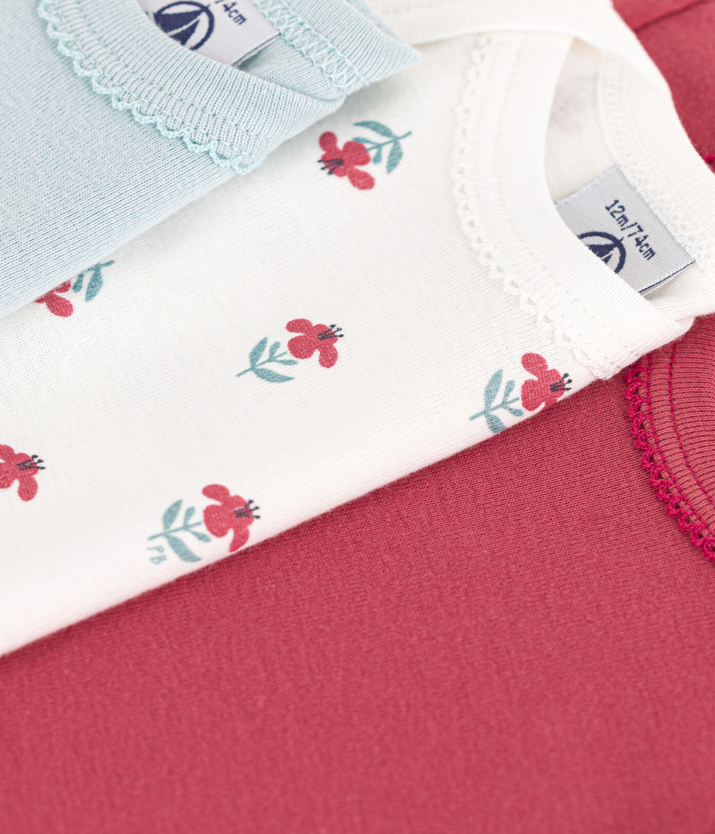 Lot de 3 bodies manches courtes fleurs en coton