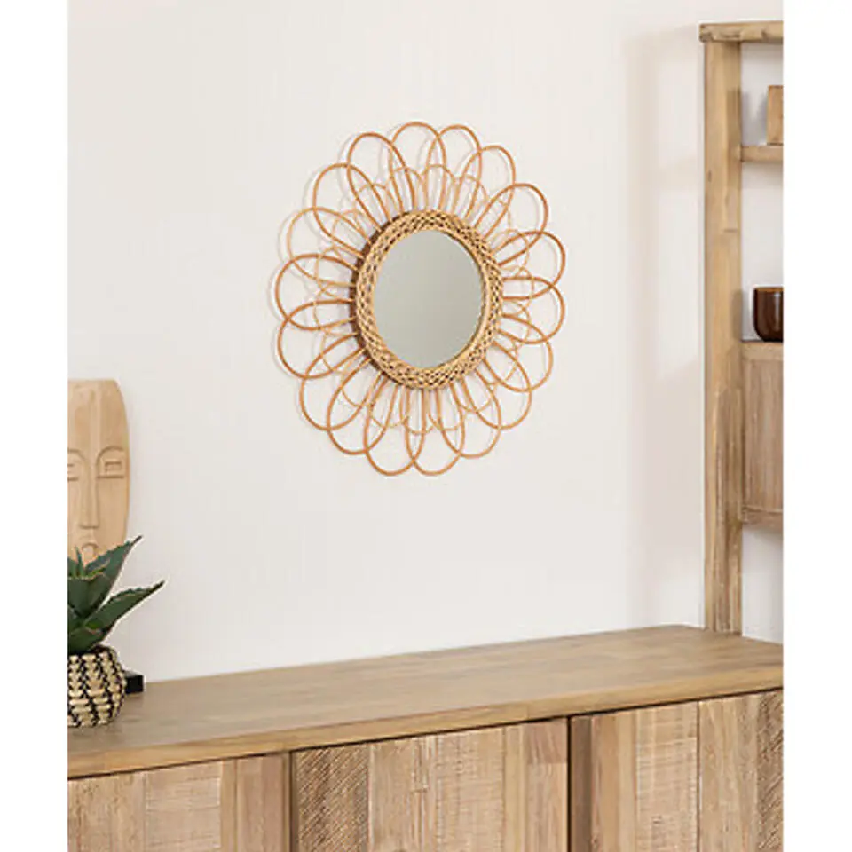 Atmosphera Wandspiegel Caya - Boho/ibiza stijl - rotan - 56 cm