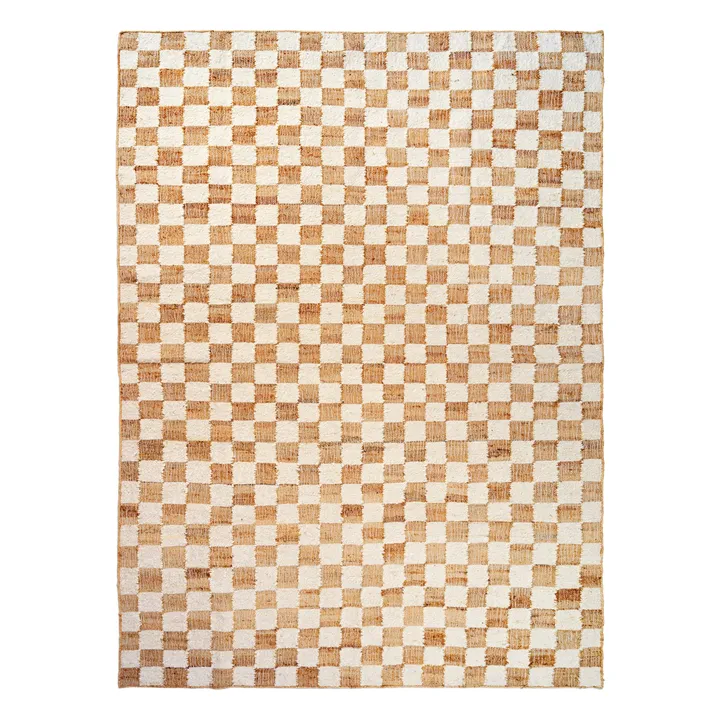Ferm Living Tapis en jute et laine Check | Crème