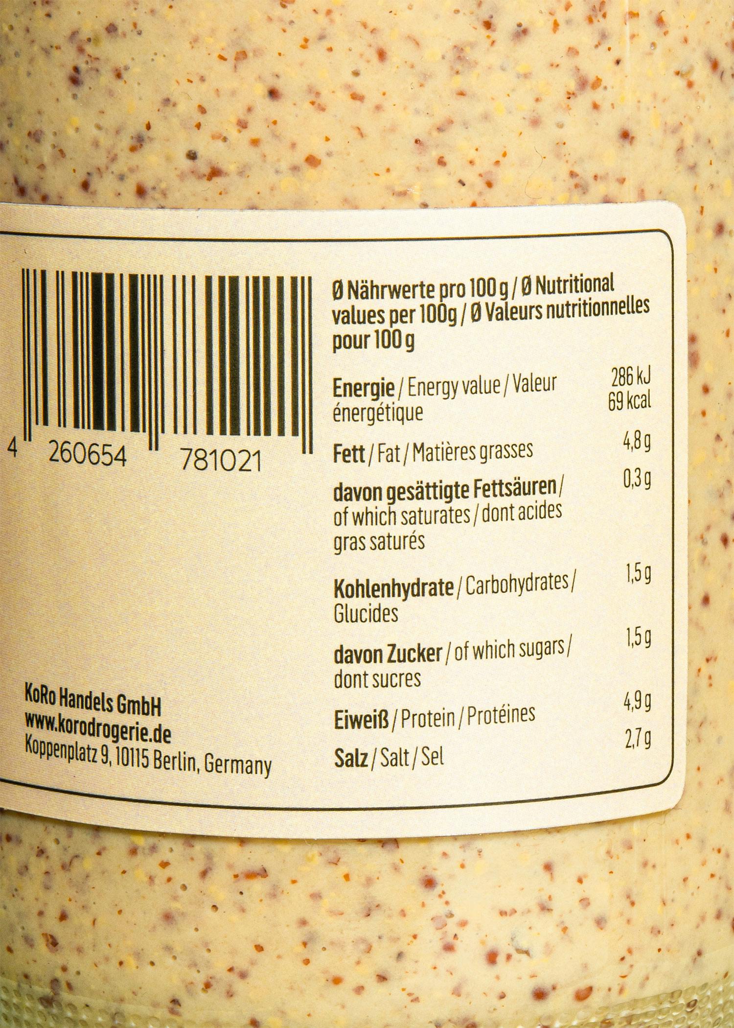 Mittelscharfer Senf ohne Zuckerzusatz 680 ml