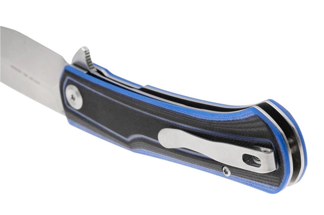 Tenable Knives Kratos T1024A2 Stonewashed Nitro-V, Black Blue G10, zakmes, Ostap Hel design