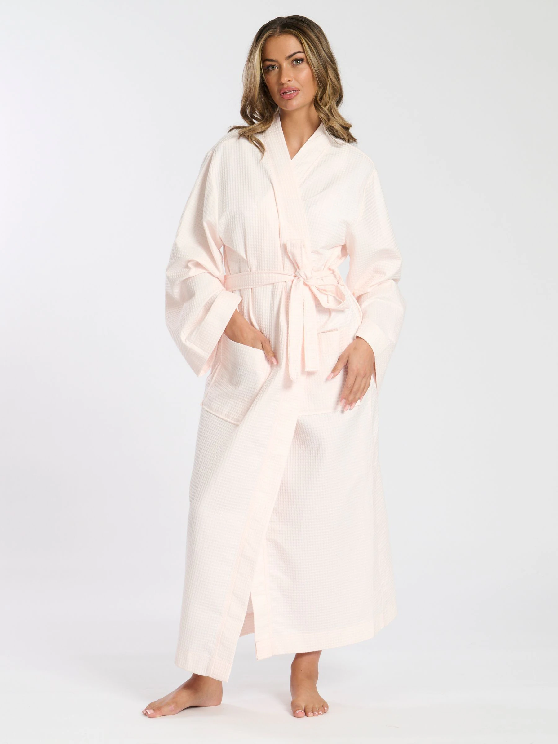 Roze - Loungeable Waffle 100% Cotton Robe