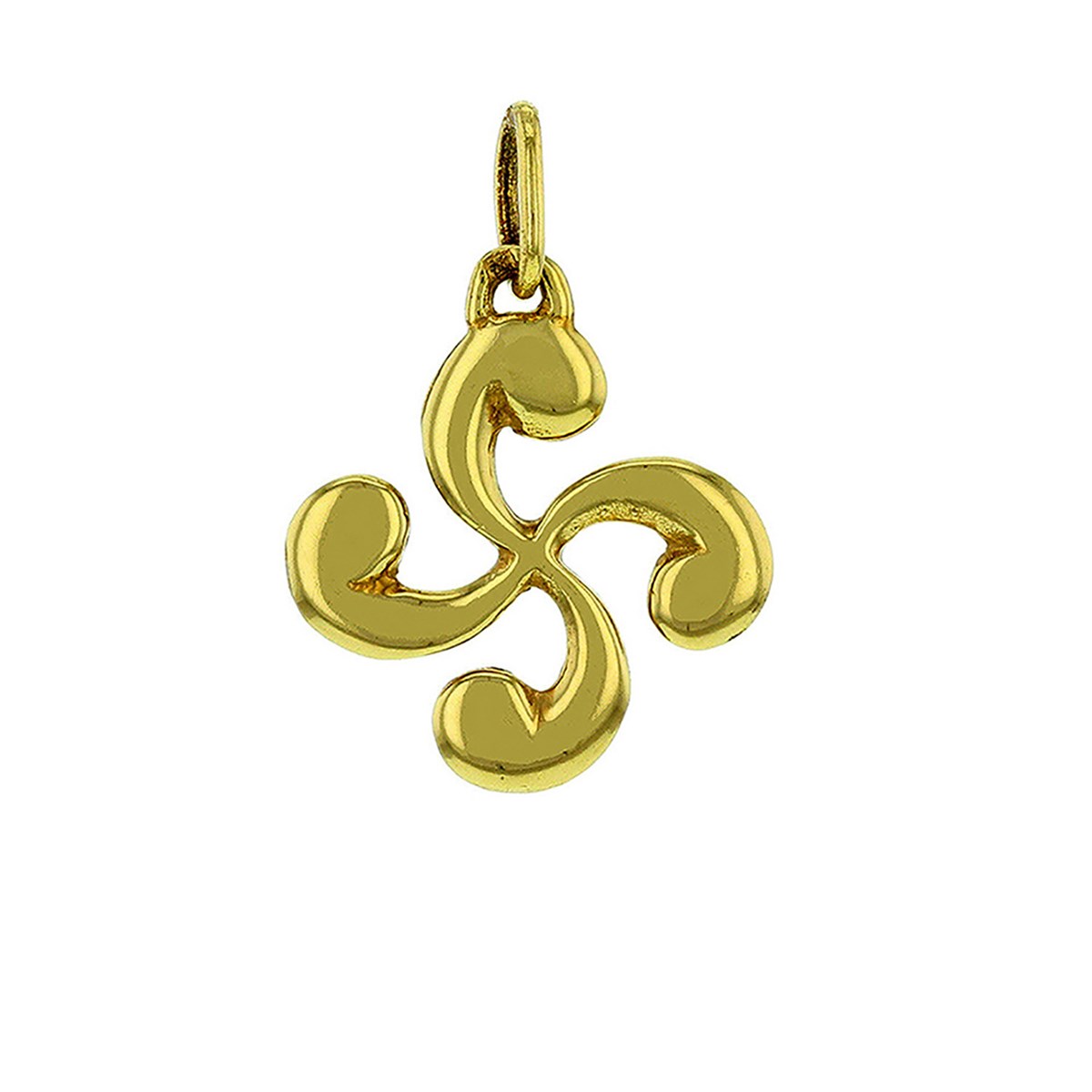 Pendentif croix basque or jaune 18 carats 8mm