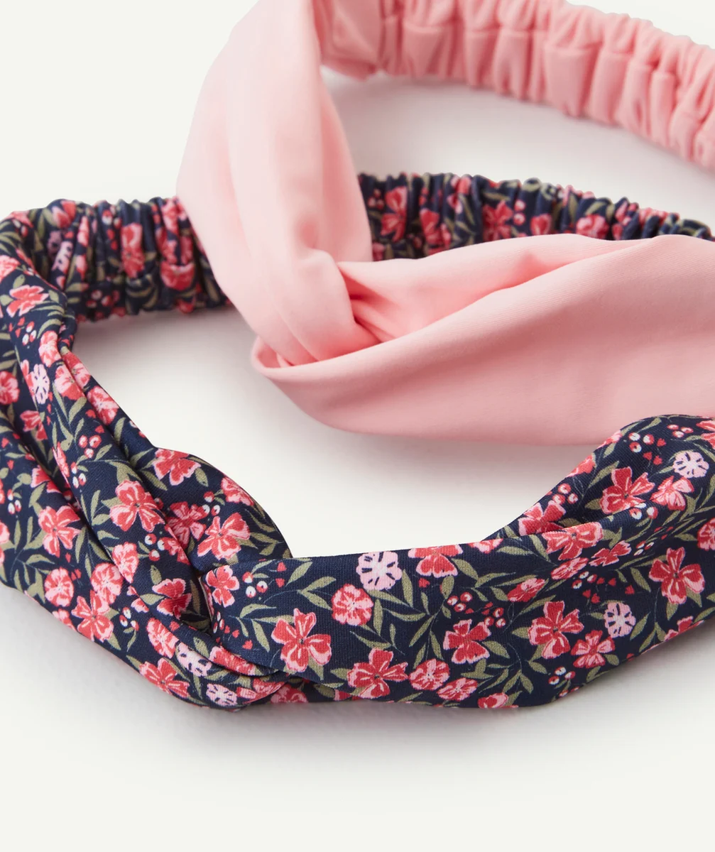 LOT DE 2 BANDEAUX FILLE EN MATIÈRE MAILLOT DE BAIN ROSE ET MARINE