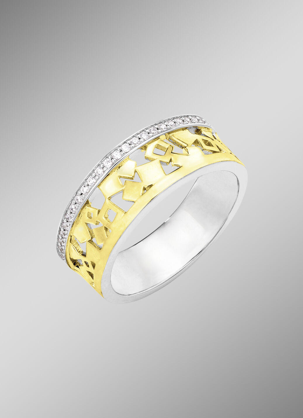 Damenring in Bicolor mit Zirkonia