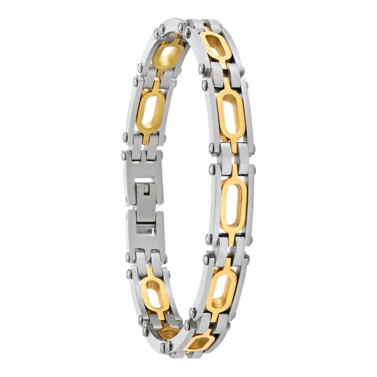 Bracelet homme Jourdan Apollo acier blanc et doré
