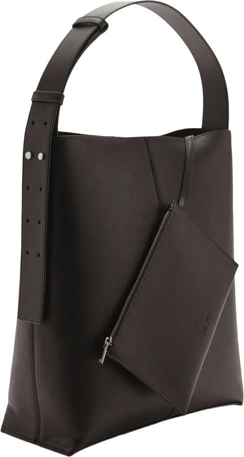 MANGO Short handle shopper bag Dark brown