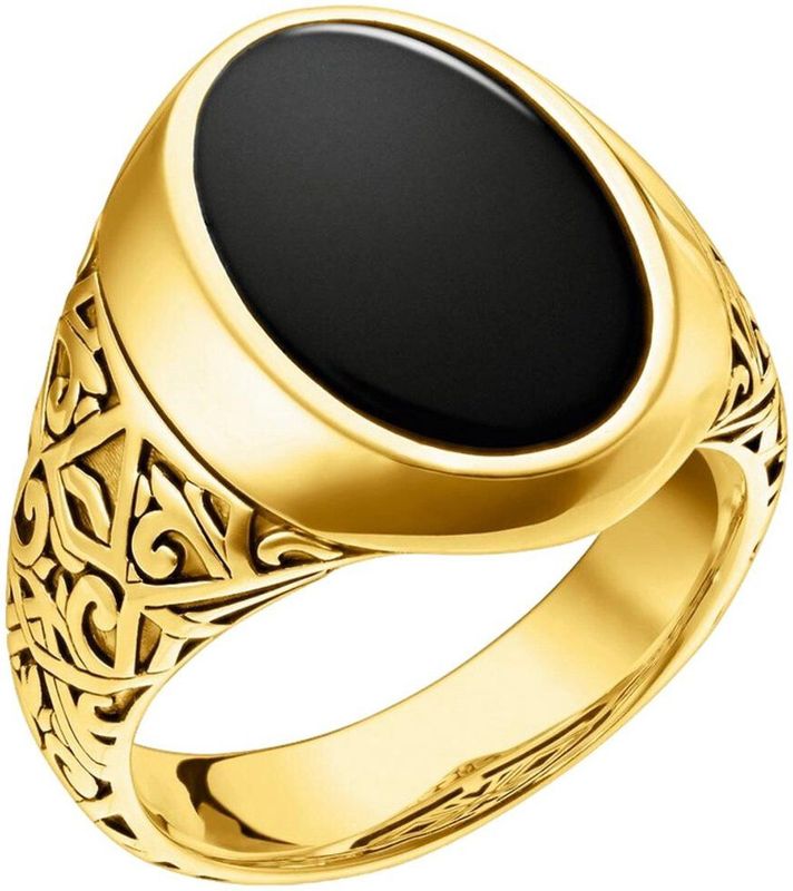 Thomas Sabo - Dames Ring - Geel Goud - Zwart Edelsteen - Zilver