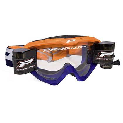 Masque cross Progrip RIOT Roll-Off 3450RO Orange fluo/Bleu 2021 - Orange / Bleu