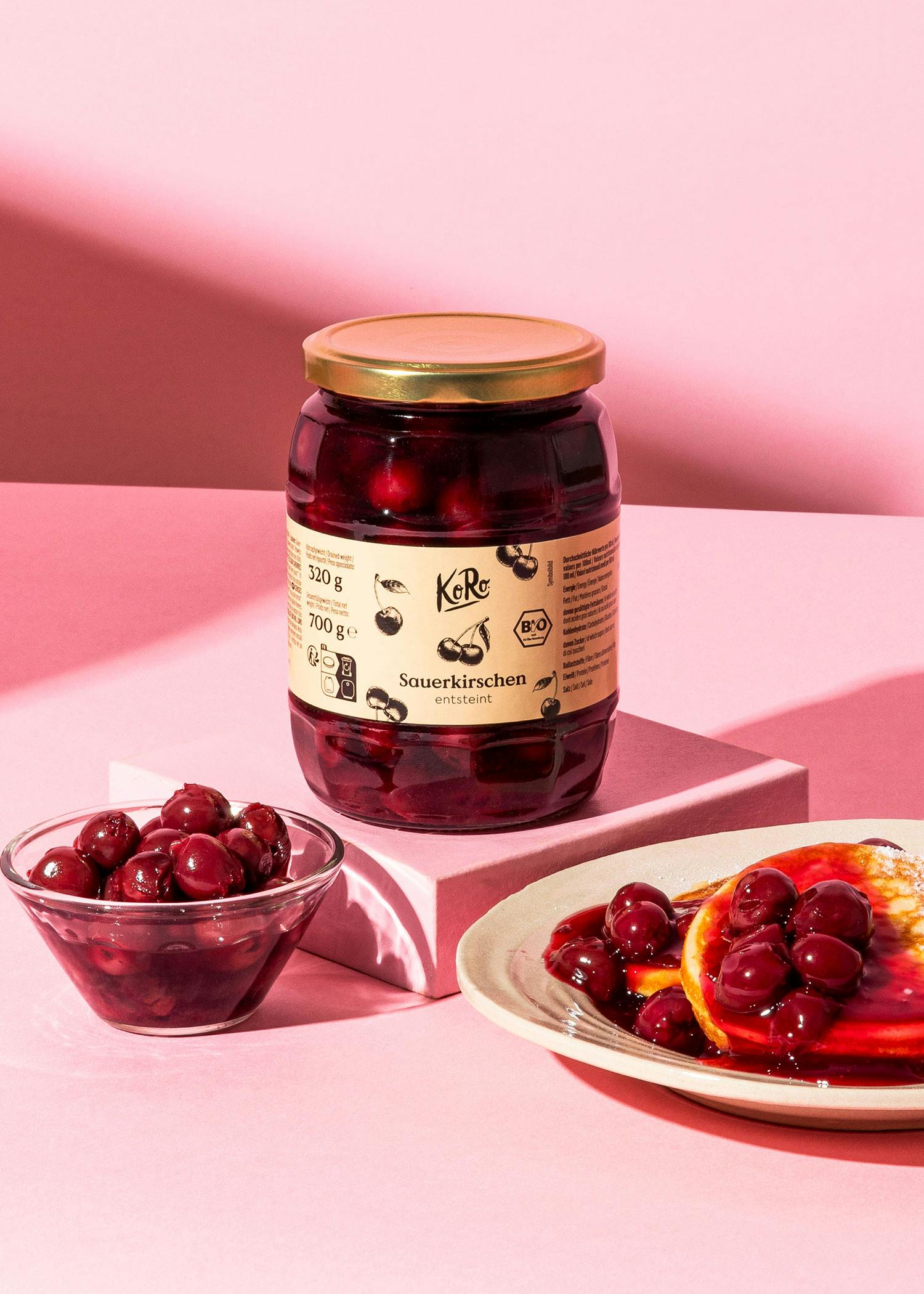 Entsteinte Bio Sauerkirschen im Glas 700 g