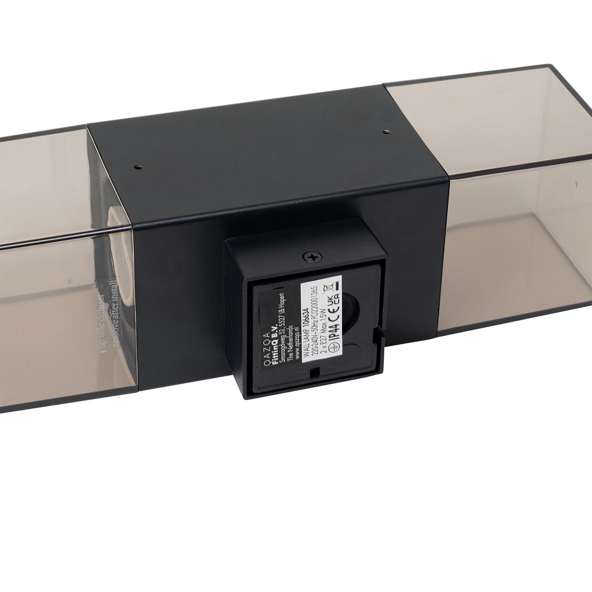 Buiten wandlamp zwart met smoke kap 2-lichts IP44 - Denmark