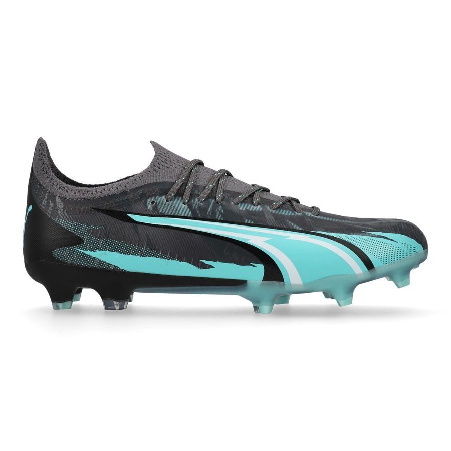 PUMA Ultra Ultimate FG/AG Rush - Strong Gray/Blanc/Turquoise ÉDITION LIMITÉE