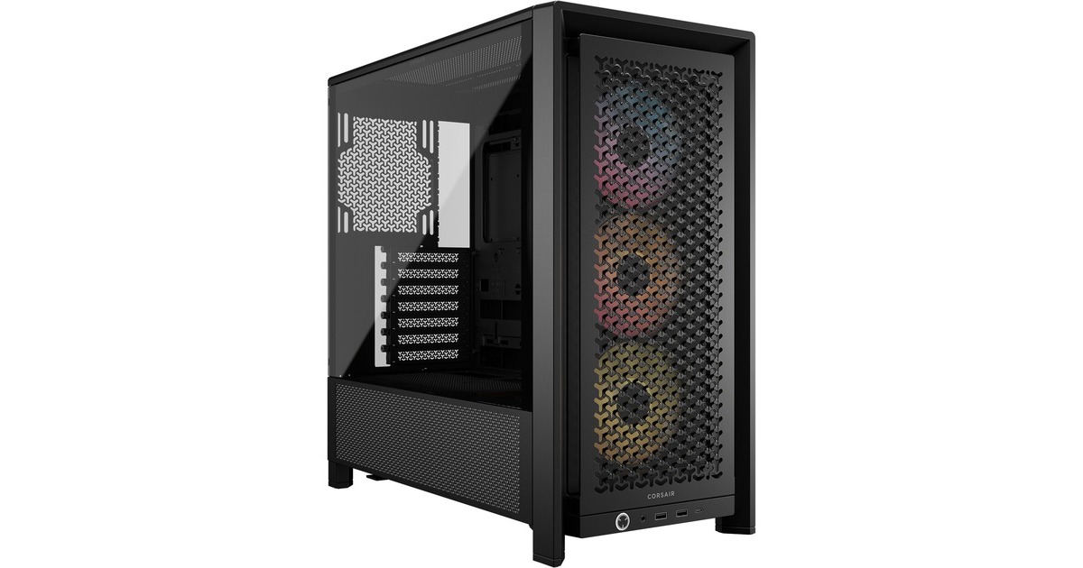 CorsairICUE Bundle midi tower behuizing  (Zwart | 2x USB-A | 1x USB-C | RGB | Tempered Glass)