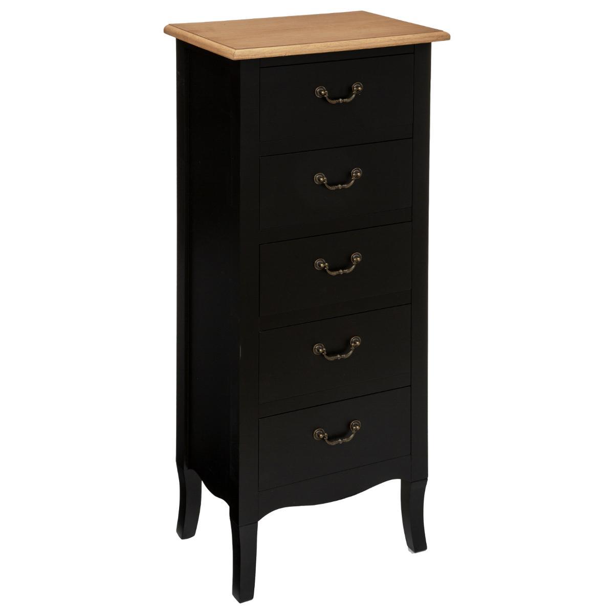CHIFFONNIER 5 TIROIRS NOIR CHRYSA