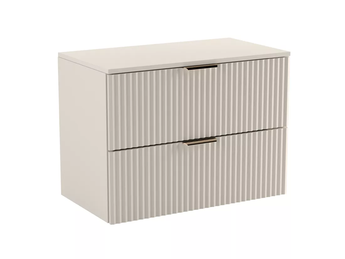 Meuble lavabo WENA, façades cannelées, Willy, 80x60x47 cm, Cachemire
