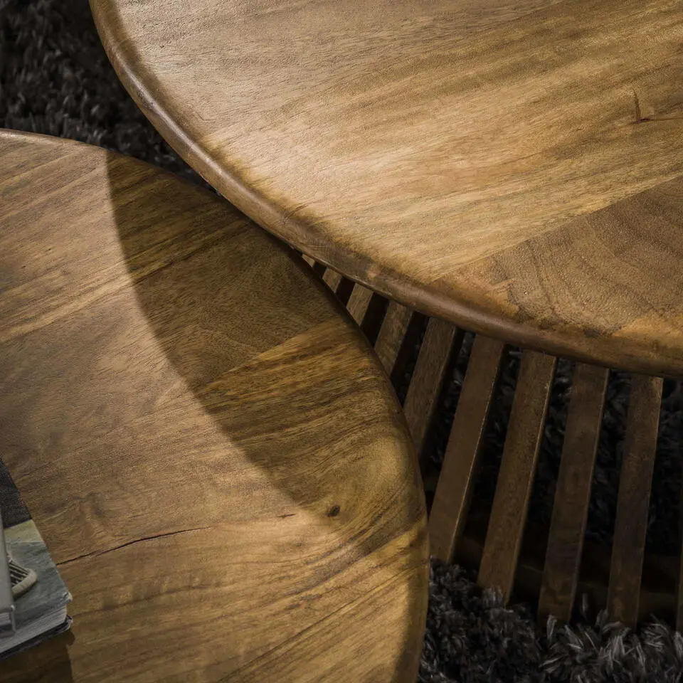 Salontafel Rond - Massief Mangohout - Set van 2