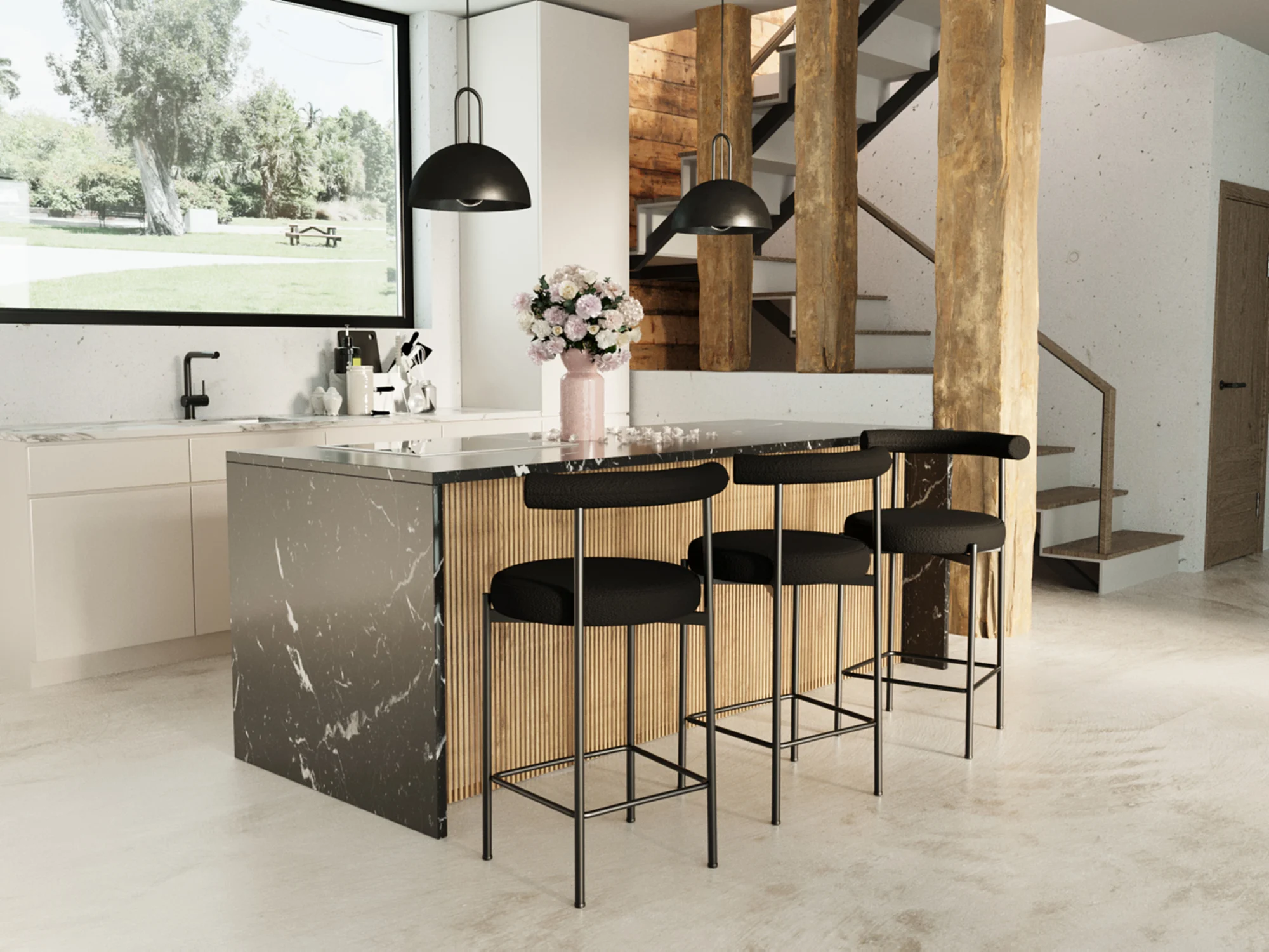 CHARLOTTE - Lot de 2 chaises de bar | Gris
