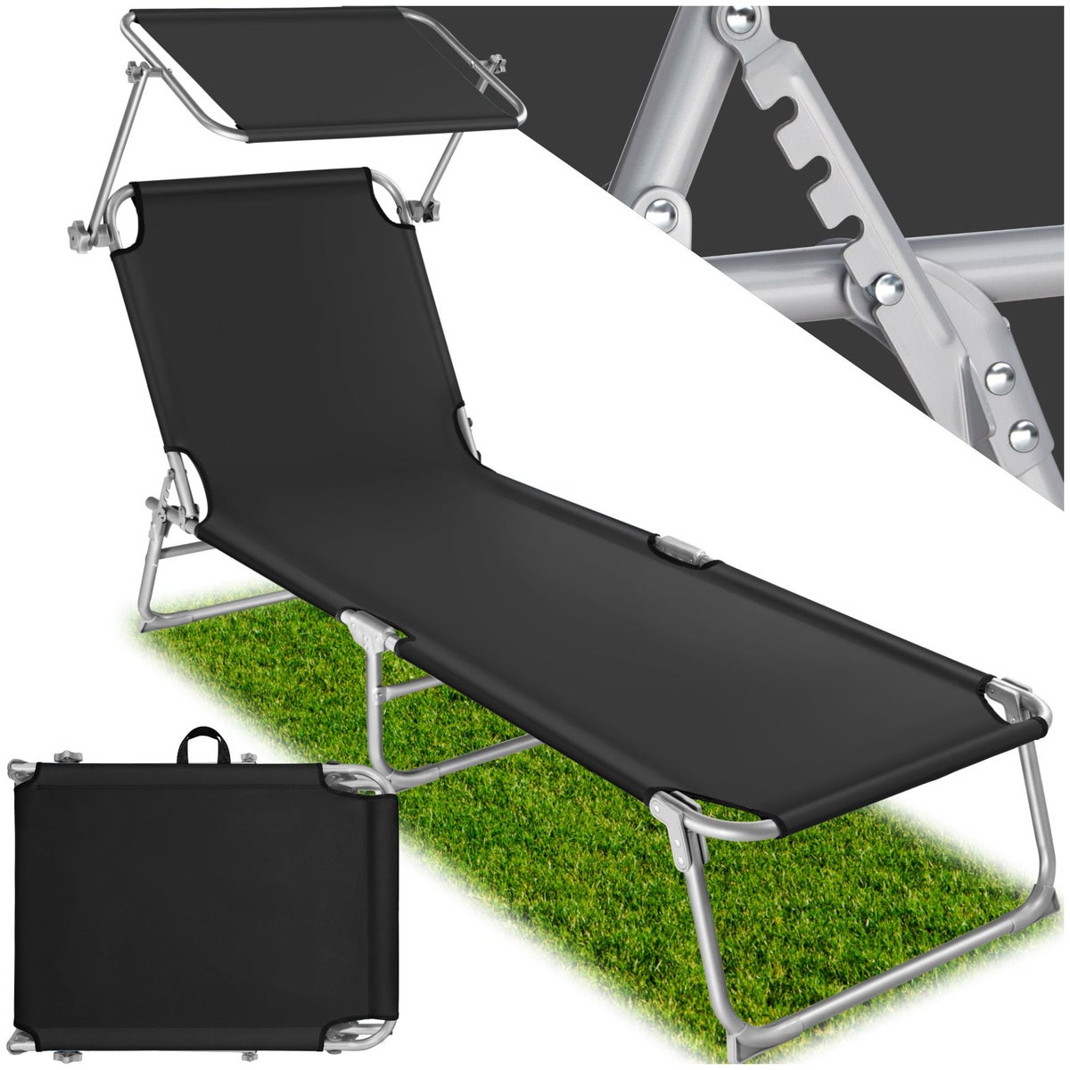 tectake opvouwbare tuinligstoel 190 x 68 x 28 cm