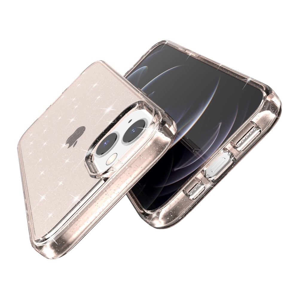 iPhone 14 Hybrid Hardcase Schutzhülle im Glitzer Design - Gold / Transparent
