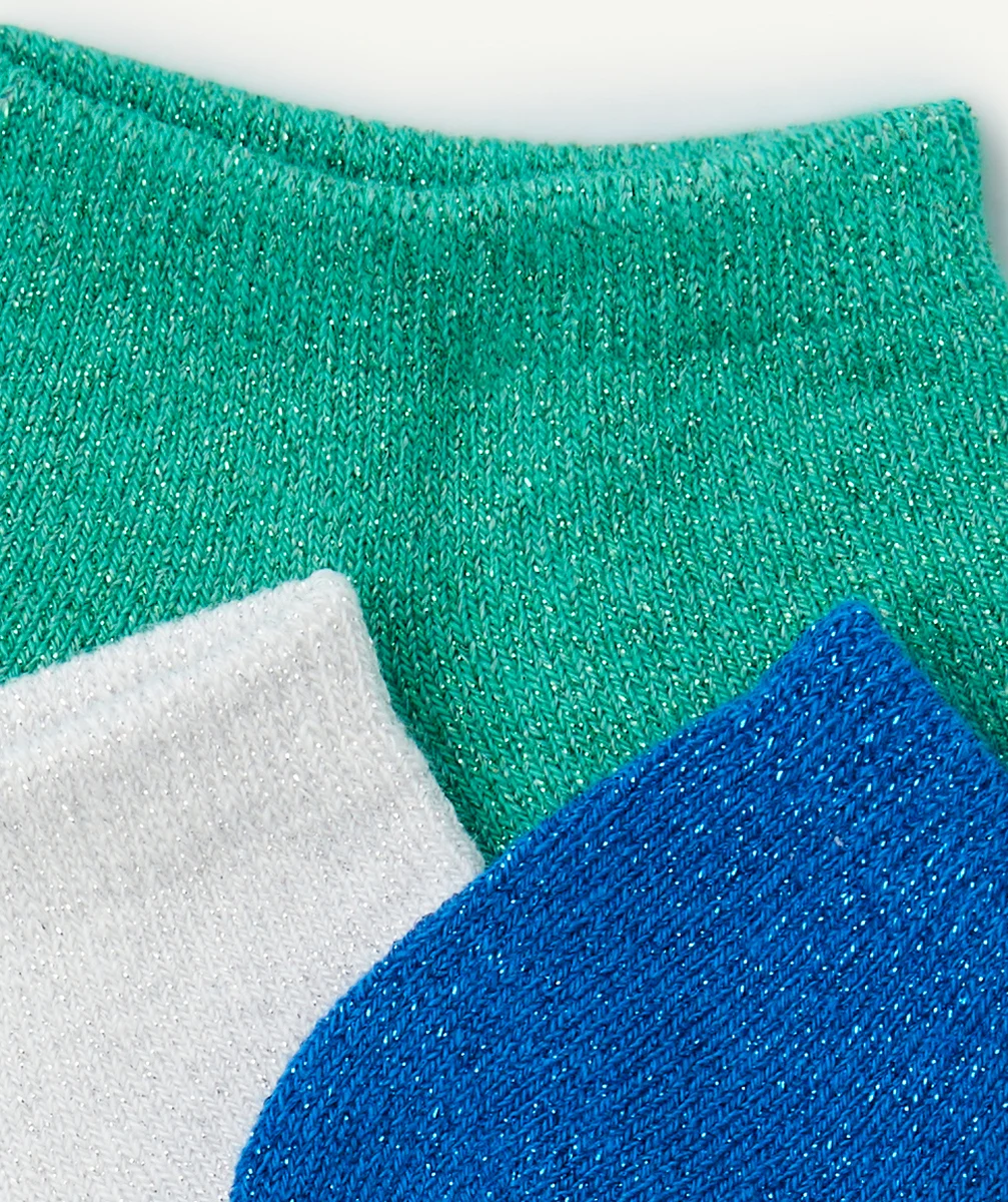 lot de 3 paires de chaussettes fille en coton bio colorées à paillettes