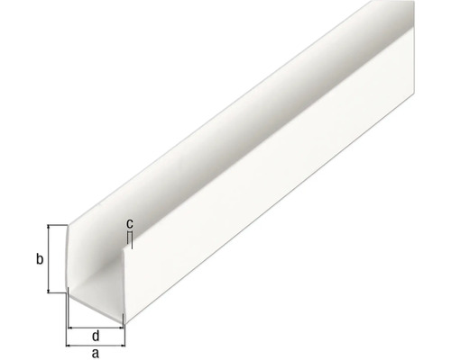 U-profiel PVC wit 12x10x1mm, 2m