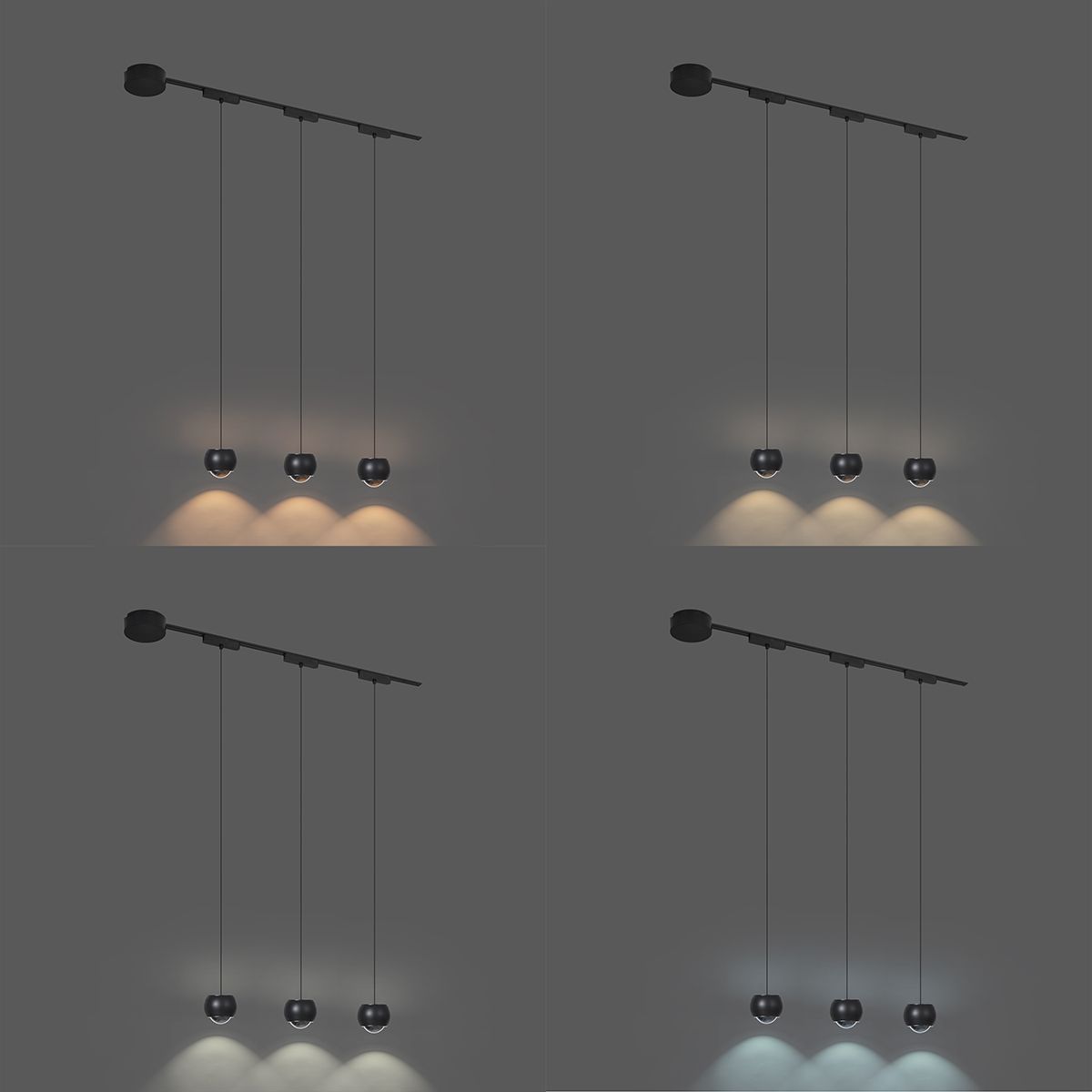 Modern railsysteem met 3 hanglampen zwart 1-fase - Magnetic Lance