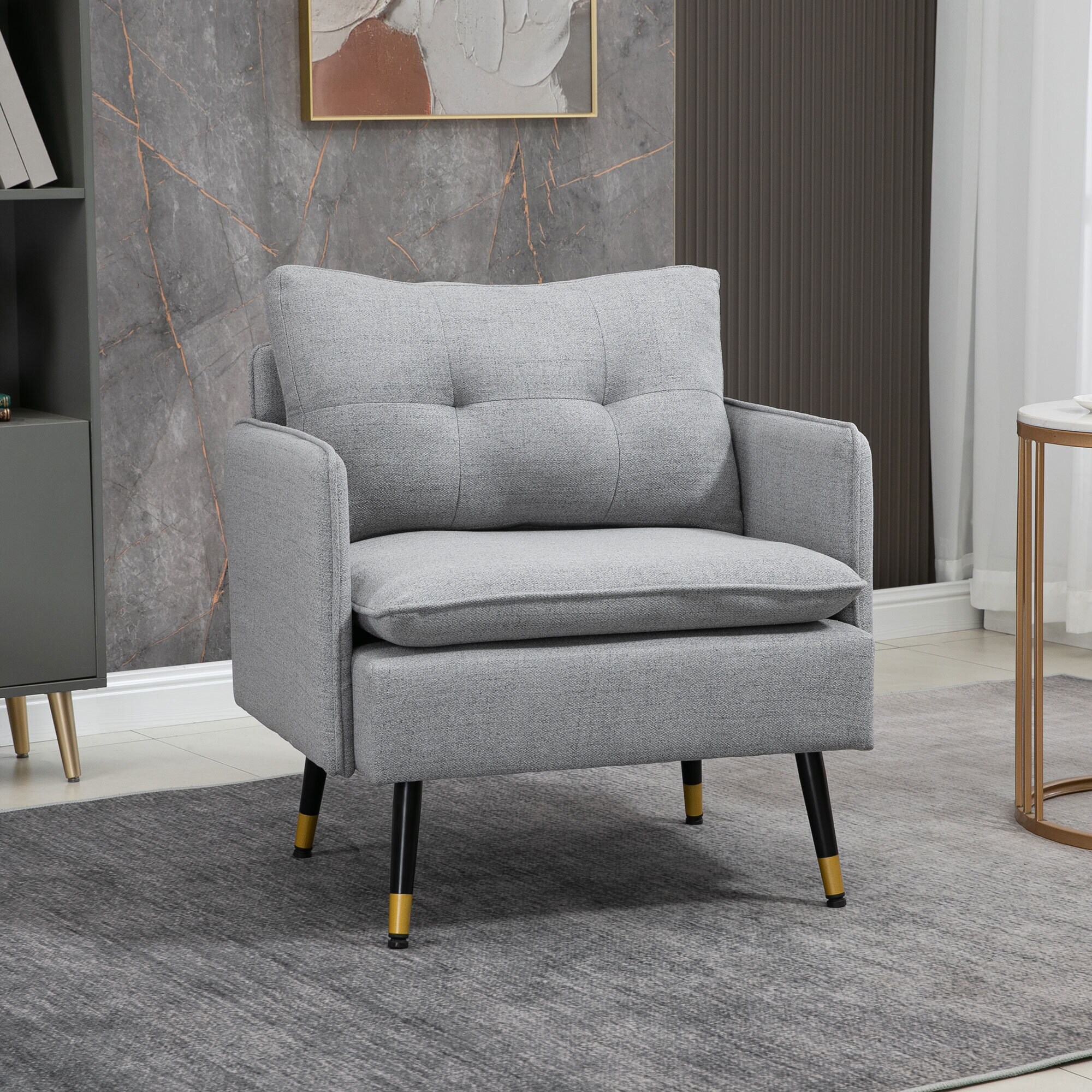 HOMCOM Einzelsessel mit 4 Stahlbeine grau 76L x 68B x 80H cm