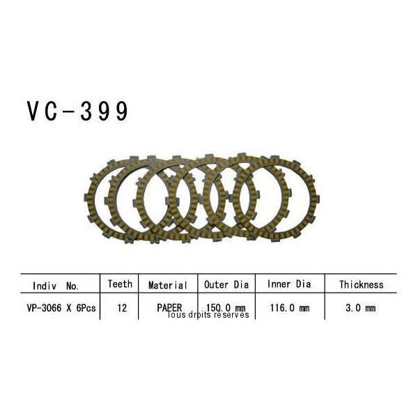 Kyoto - Disques garnis d'embrayage VC399