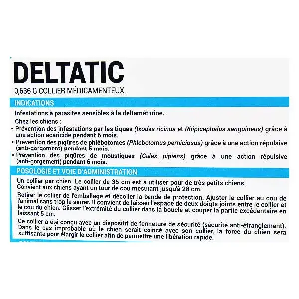 Coleira externa antipulgas e carrapatos Biocanina Deltatic para cães muito pequenos - 5 kg