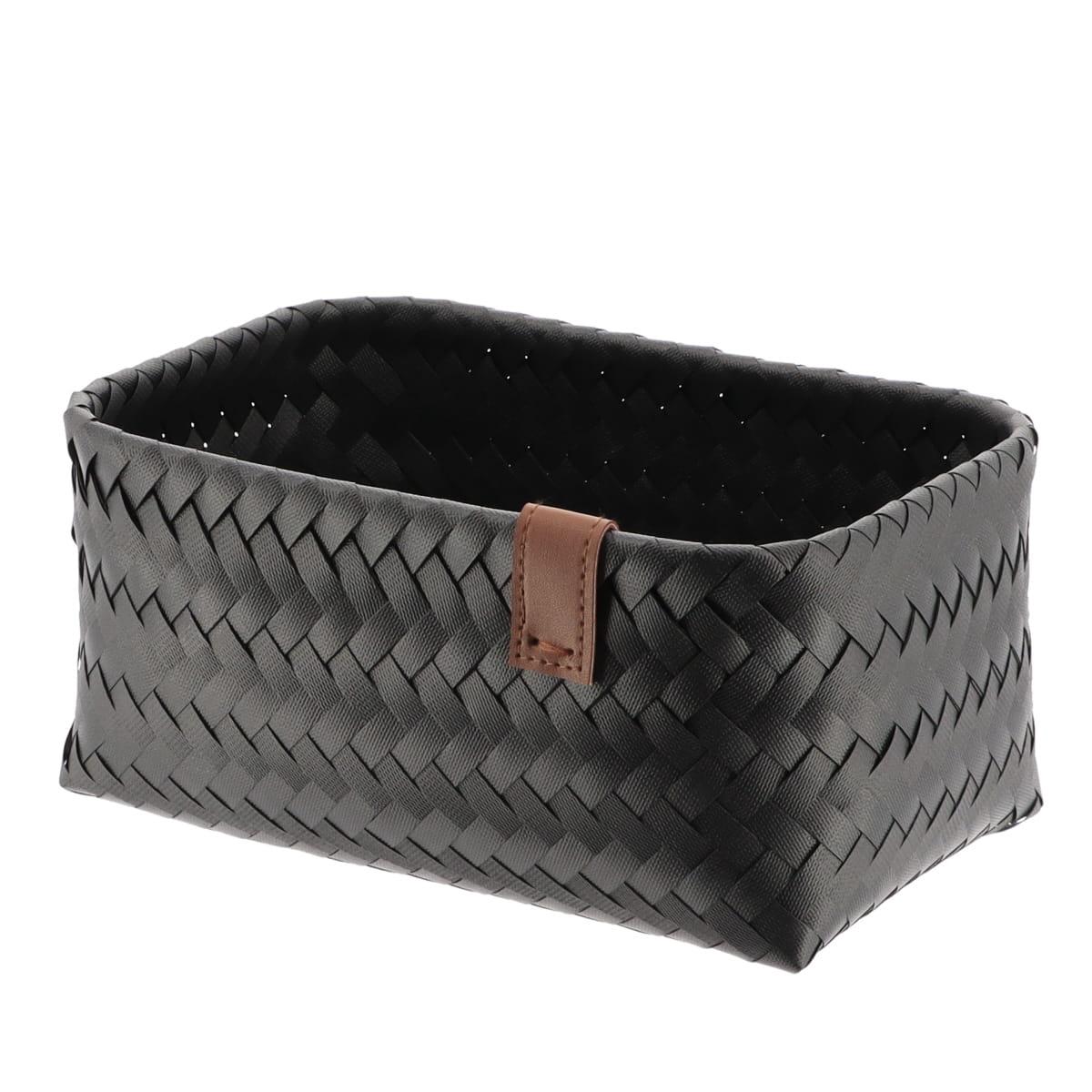 PANIERE EN 25X16.5X12CM ET LIEN FACON CUIR NOIR