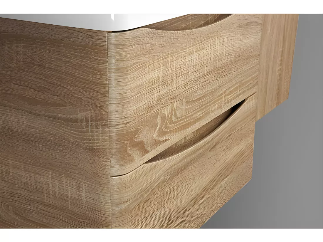 Meuble salle de bain design double vasque PIACENZA largeur 120 cm chêne clair