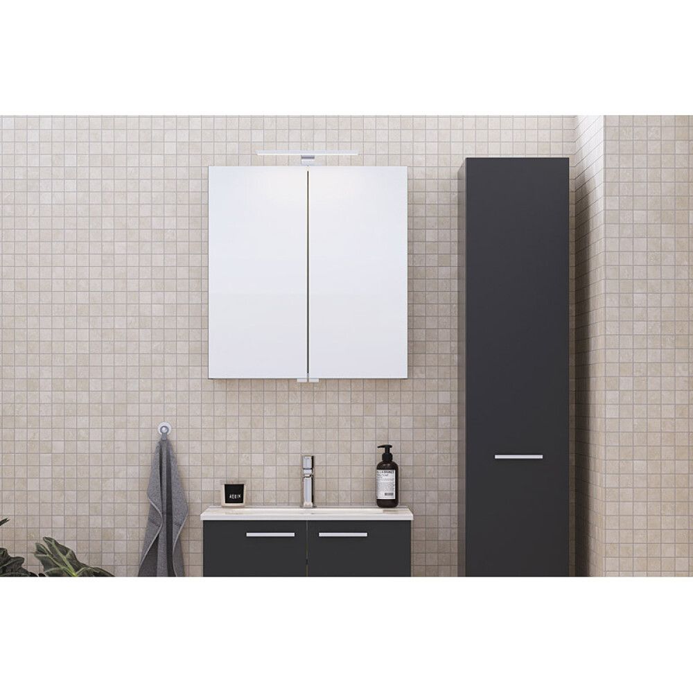 SPEILSKAP CAMARGUE FRI MED BELYSNING SVART 60CM