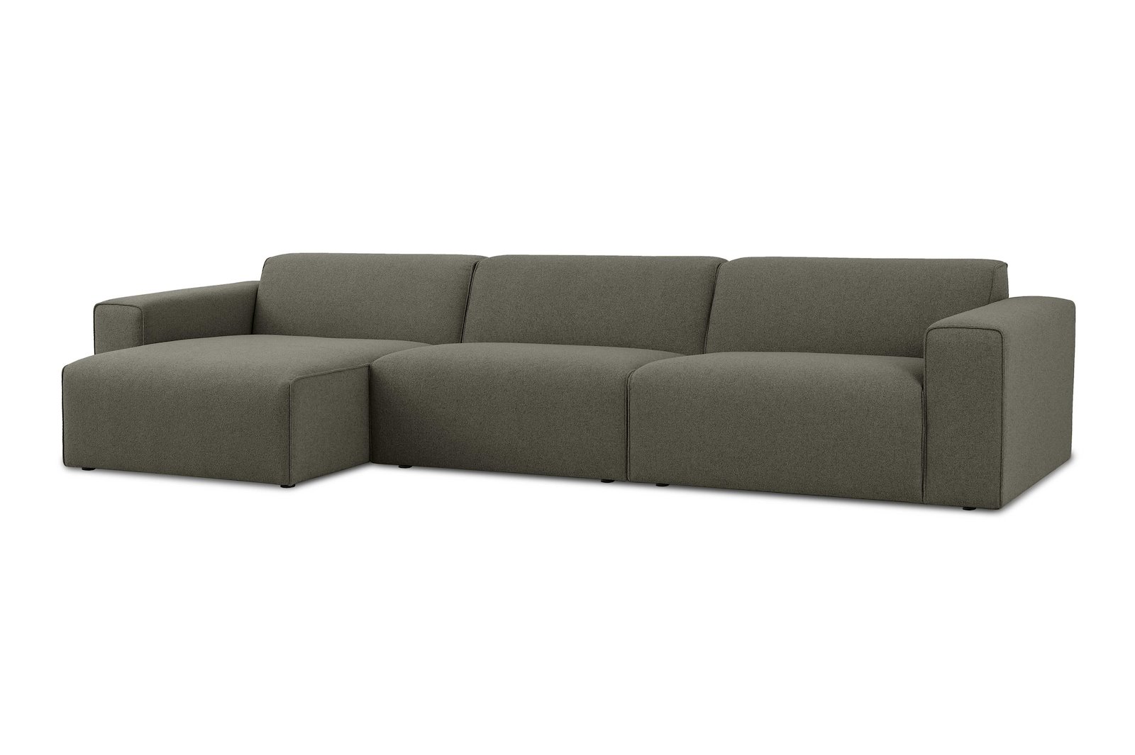 Styl 3-seter med sjeselong venstre Duo puter. Tekstil Mito 156 Hunter med sorte ben.