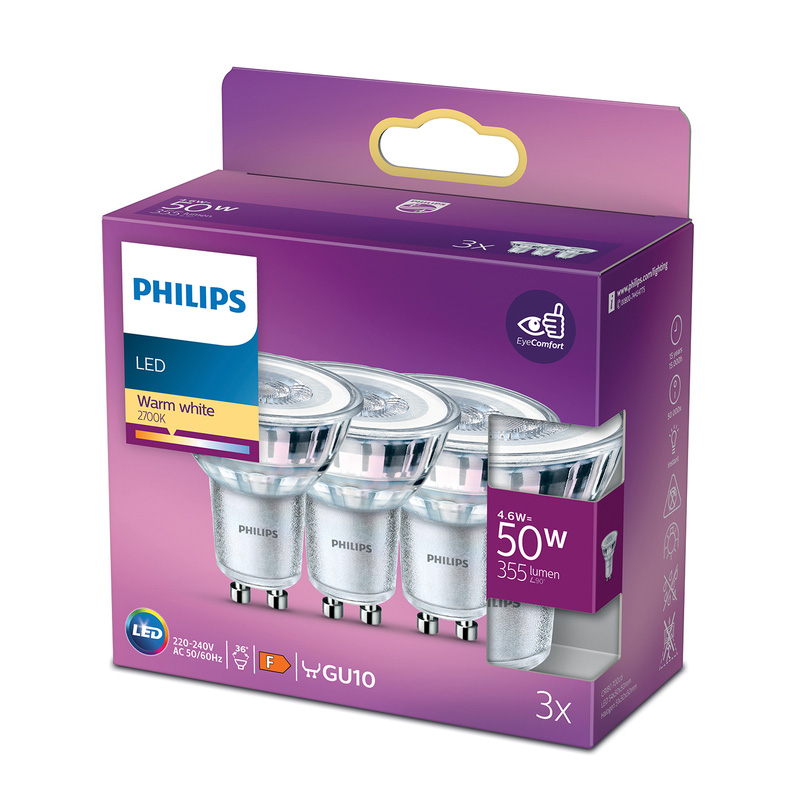 Philips LED spot GU10 4.6W 2700K Warmwit