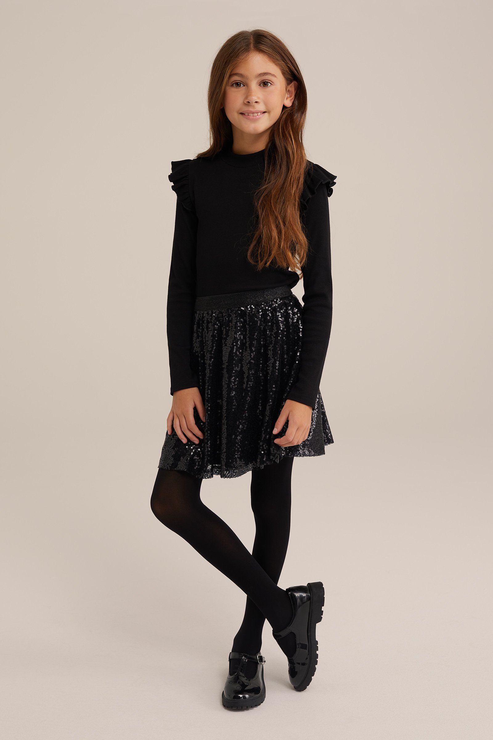Meisjes rok met pailletten WE Fashion Zwart