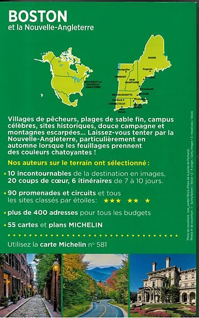 MICHELIN - GUIDE VERT BOSTON NOUVELLE ANGLETERRE