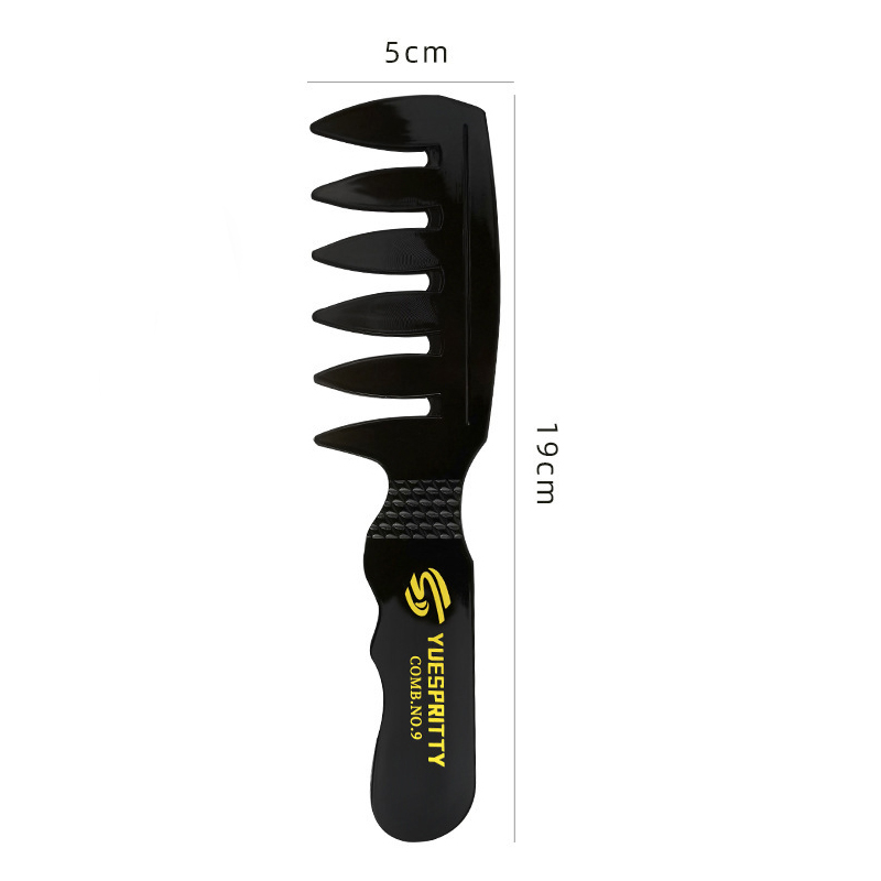 (19cm) Breiter Zahnkamm Öl Haarkamm Haar Styling Textur Kamm - Schwarz