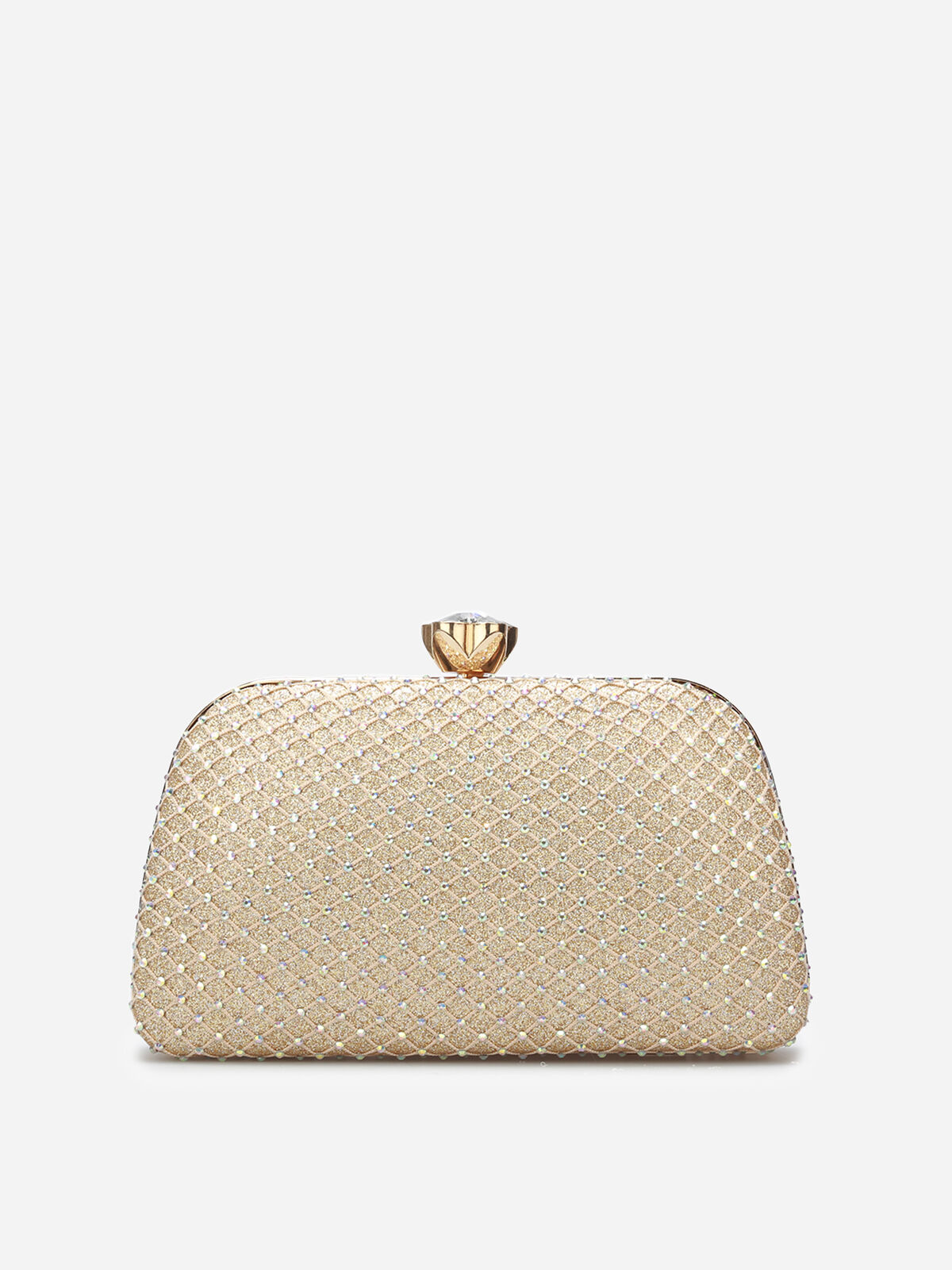Minaudière à paillettes et strass- Doré