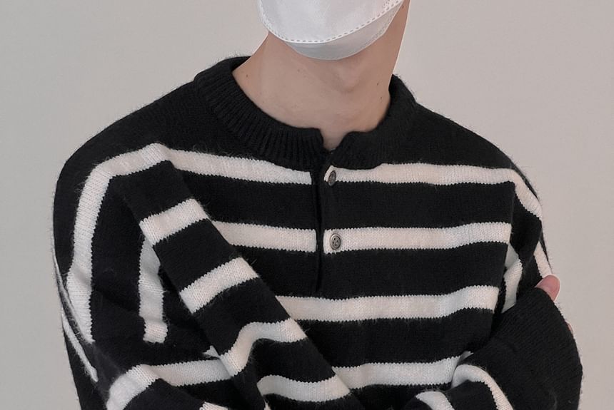 Adotuastic - Henley gestreepte trui